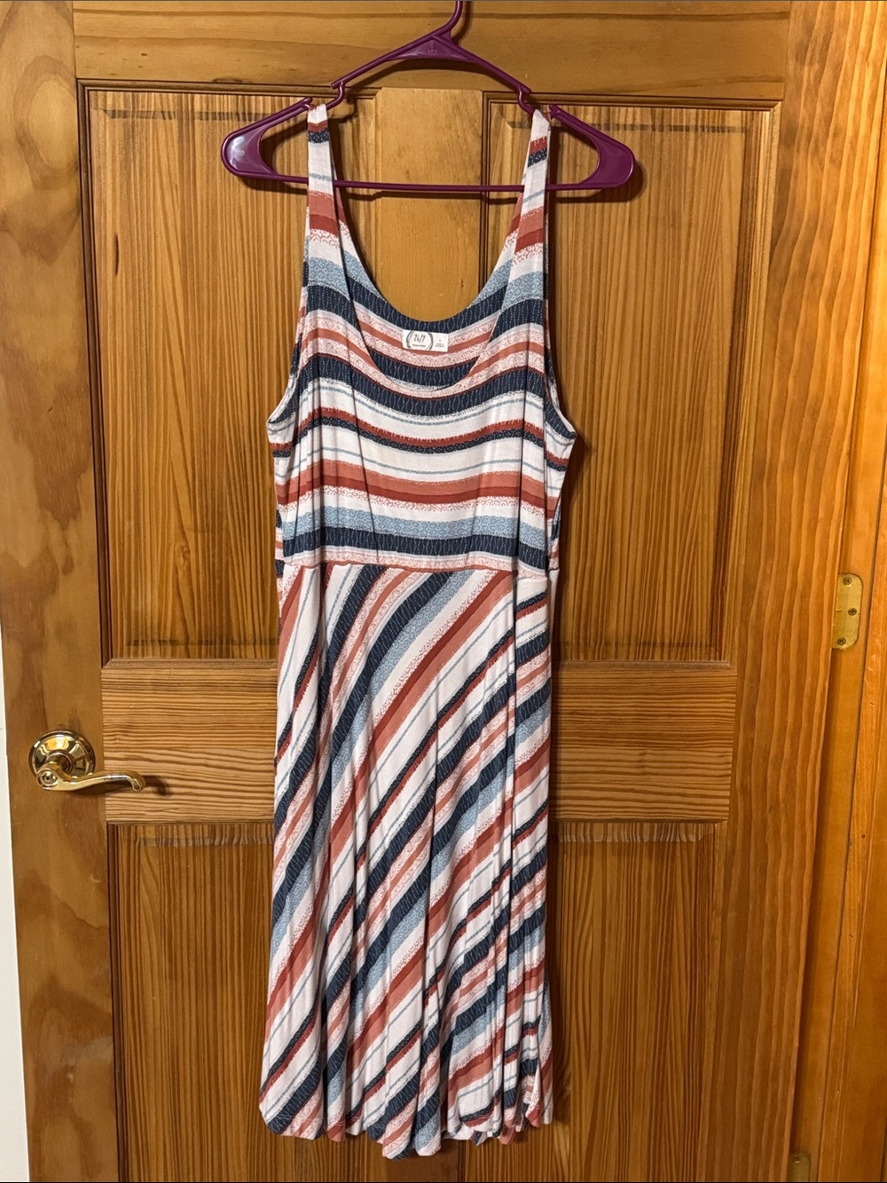 Maurices Striped Maxi Dress in Coral, Navy & White